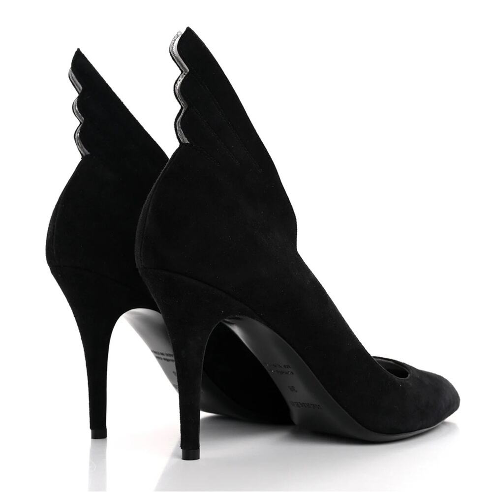 HERMES Victoire Pumps Black Suede Heels Size 37